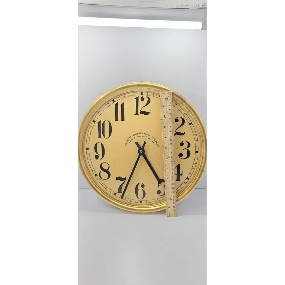 Newgate Memorabilia Wall Clock Distressed Gold Vintage Farmhouse England...